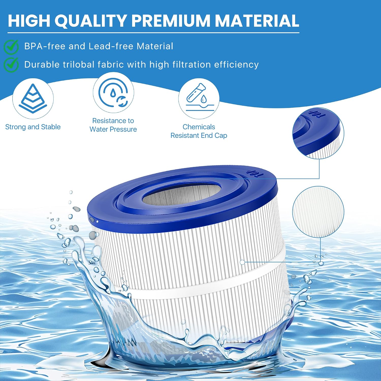 2-Pack 10-00282 Hot Tub Filter Compatible with Bullfrog Spa Filter, Wellspring 30 Coreless 10-00282, Pleatco PBF40M, 30 sq.ft.
