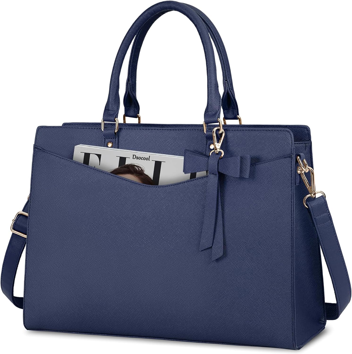 Laptop Bag for Women, 15.6 Inch Leather Tote Bag Business Office Work Bag Waterproof Briefcase Computer Tote Large Lightweight Handbag Shoulder