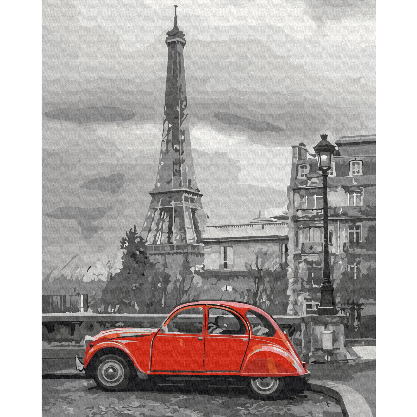 murando - Malen nach Zahlen Paris Eiffelturm Auto, 40x50 cm, Erwachsene | Malset mit Holzrahmen, ideal für Erwachsene und Kinder, entspannendes Hobby, entspannend, hochwertig, langlebig, kreativ