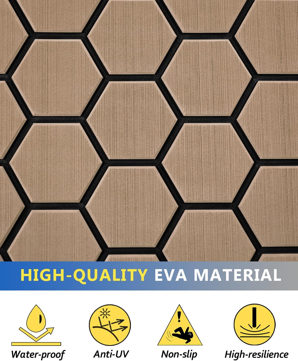 EVA Foam Boat Flooring with Strong Adhesive Backing Marine mats Boat Decking 94.5"X43.31" for Kayak Swim Platform RV Floor etc image 3