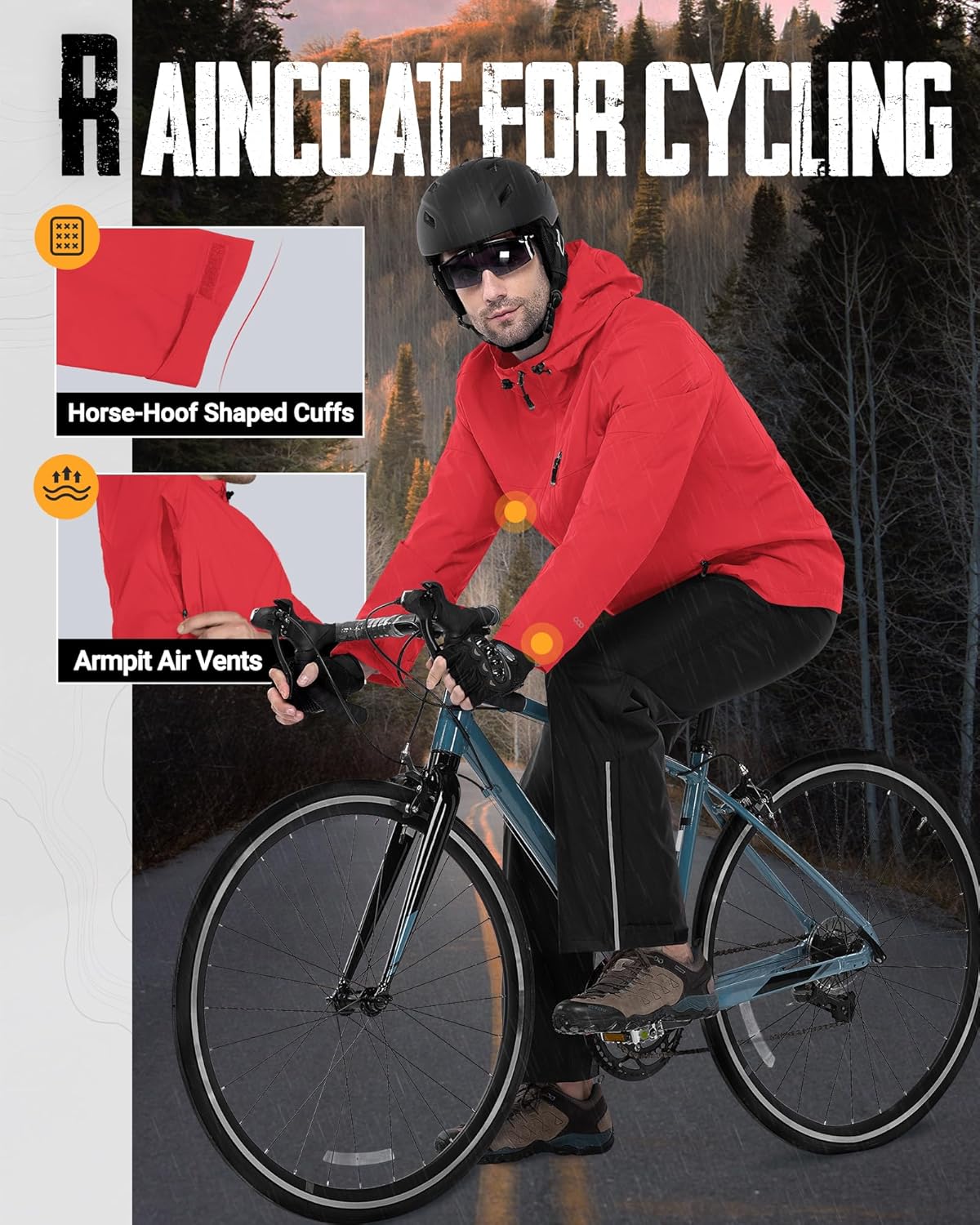 33,000ft Men's Packable Rain Jacket Lightweight Rain Shell Jacket with Hood Waterproof Raincoat for Cycling - Image 6