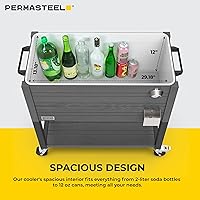 Vista 10 de Permasteel 80 Quart Party Cooler, Rolling Ice Chest with Wheels and Handles for Indoor Outdoor Patio