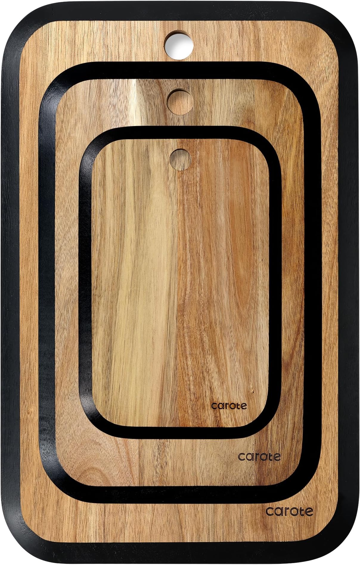 CAROTE 3pcs Wooden Cutting Boards for Kitchen, Acacia Wood Cutting Board for Meal Prep & Serving, Charcuterie boards & Chopping Butcher Block for Meat