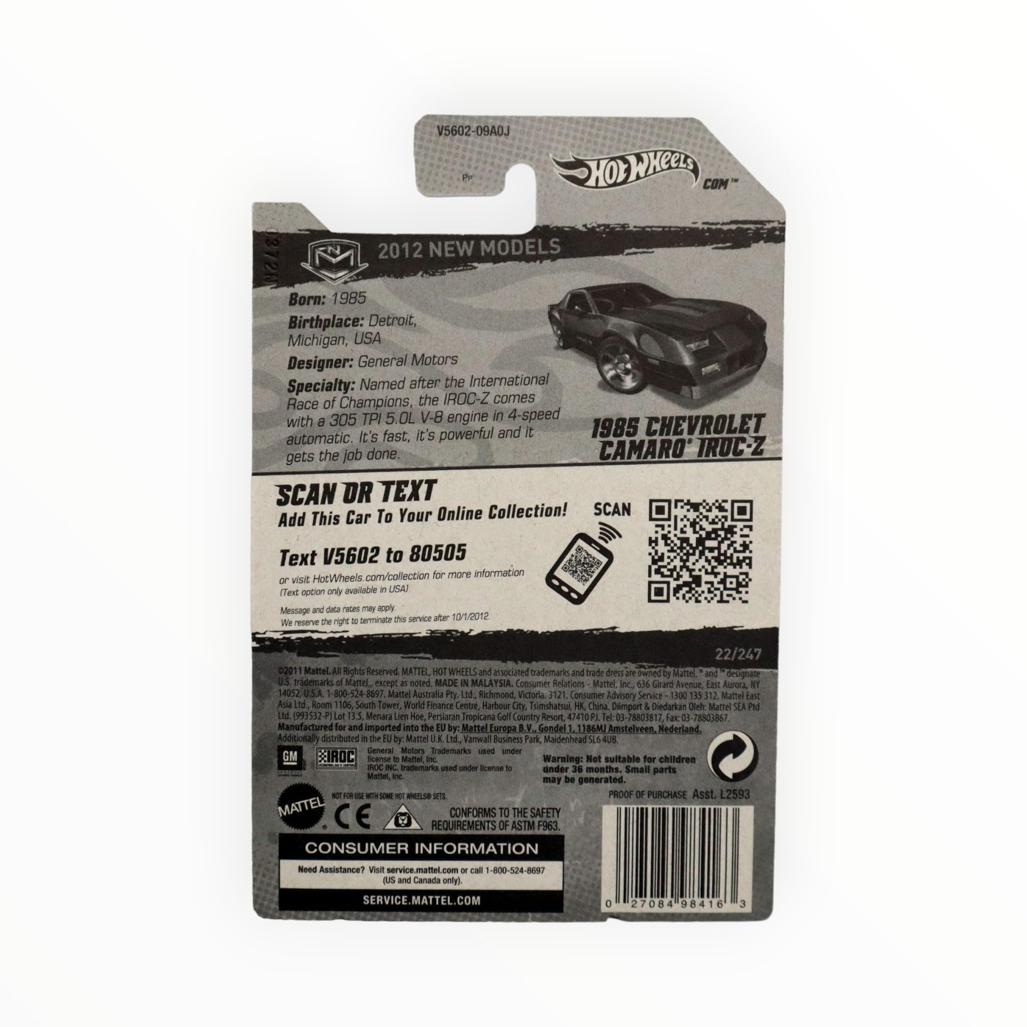 Hot Wheels 1985 Chevrolet Camaro IROC z