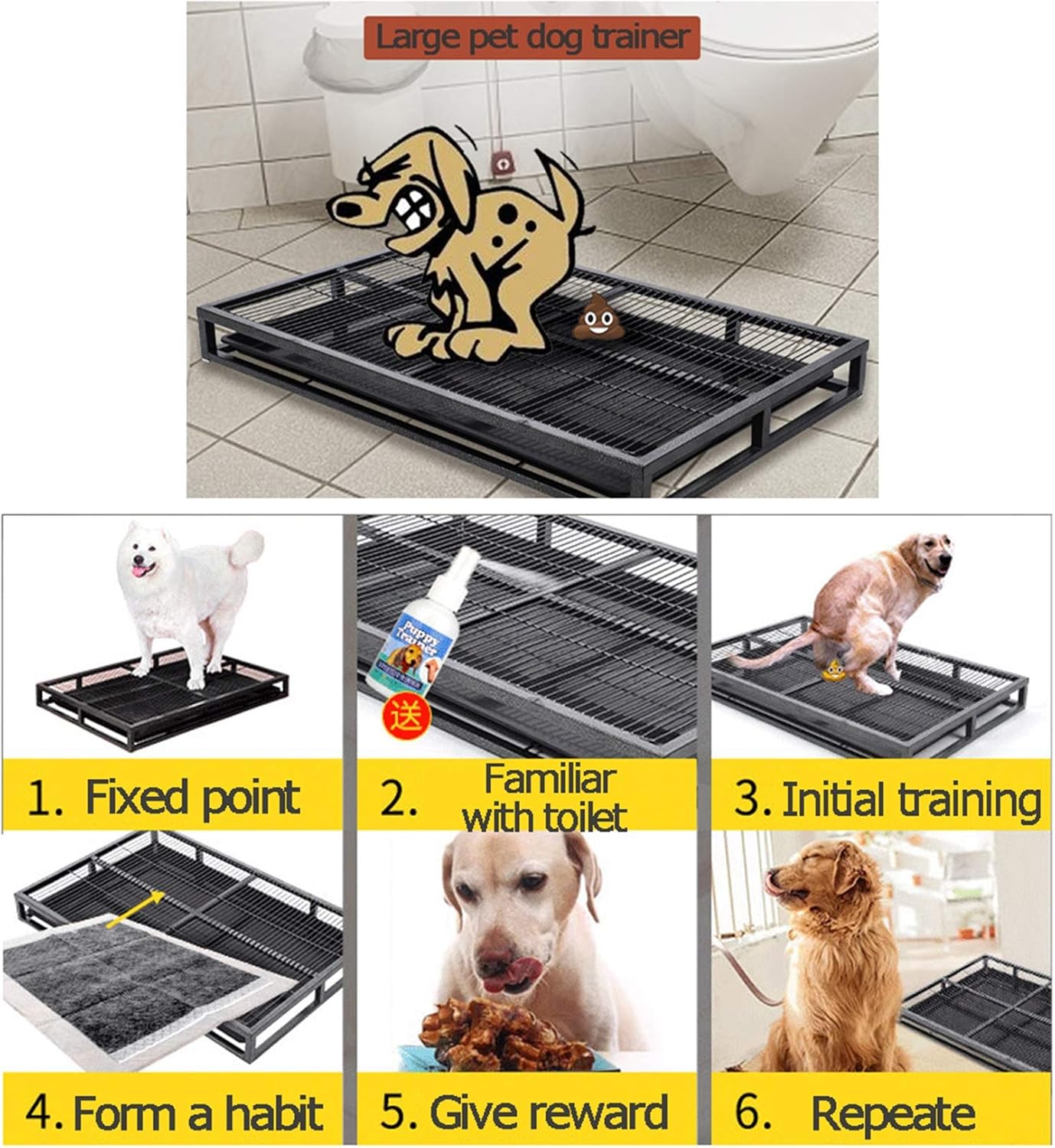 zyifan Pet Toilet Pet Dog Toilet Litter Tray, Pet Toilet Dog Potty Training Pad, Removable Plastic Waste Tray Easier Clean Up, for Indoor Outdoor : Pet Supplies