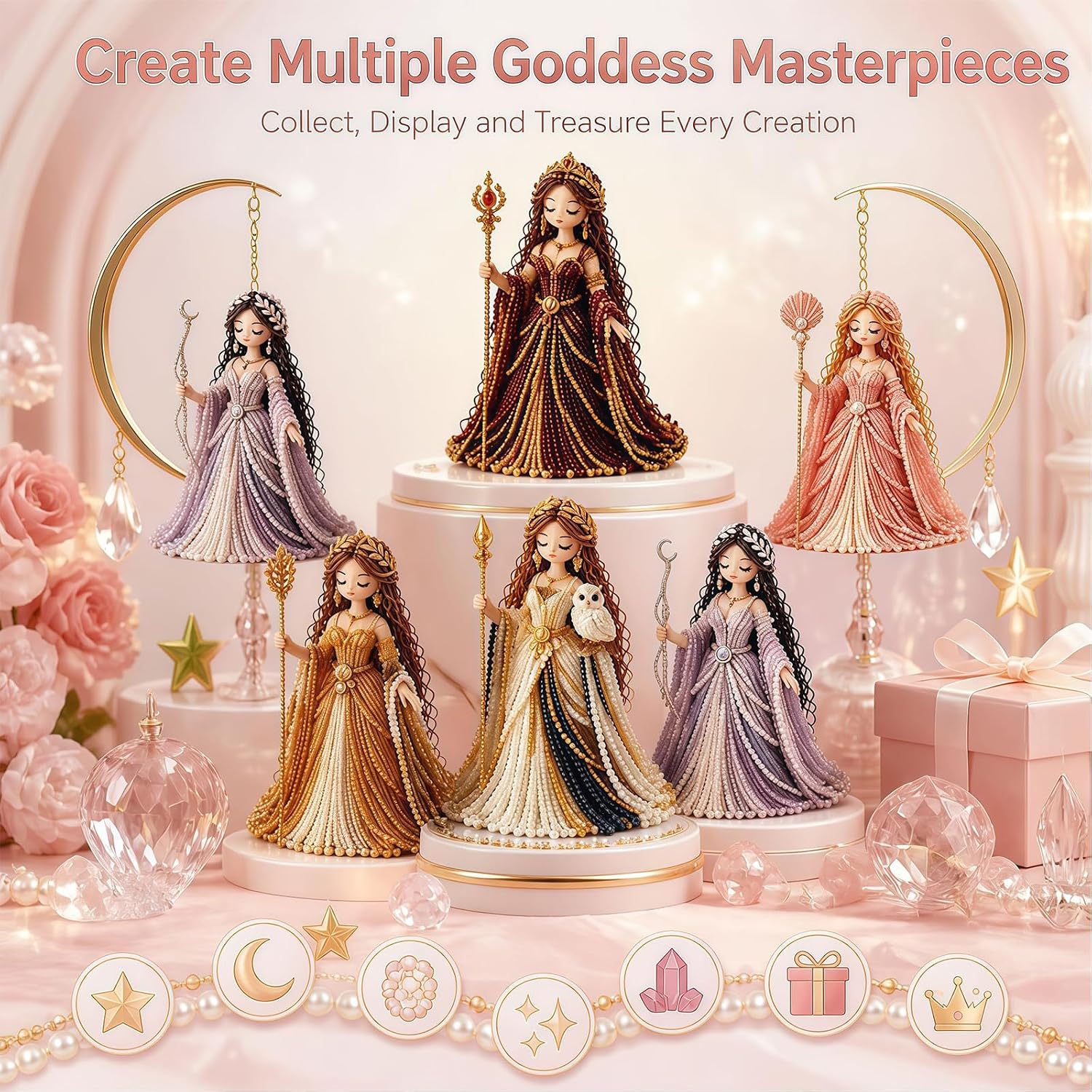 APGLSXY Beaded Doll Set for Adults and Teens, Figure Project with Sorted Beads, Tools and Guide Booklet Beaded Doll Figure Bead Set Hand Tools Guide Book Maker Hobby Display Project Table