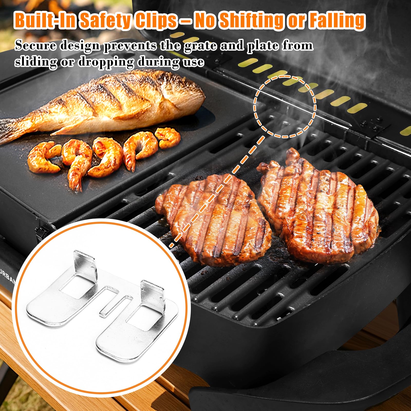 GFTIME Żeliwny ruszt do grillowania i płyta grillowa, zestaw do grilla gazowego Enders Urban, Urban Pro, Explorer, Explorer Pro – akcesoria z litego żeliwa, części zamienne, płyta dwustronna, zestaw 2