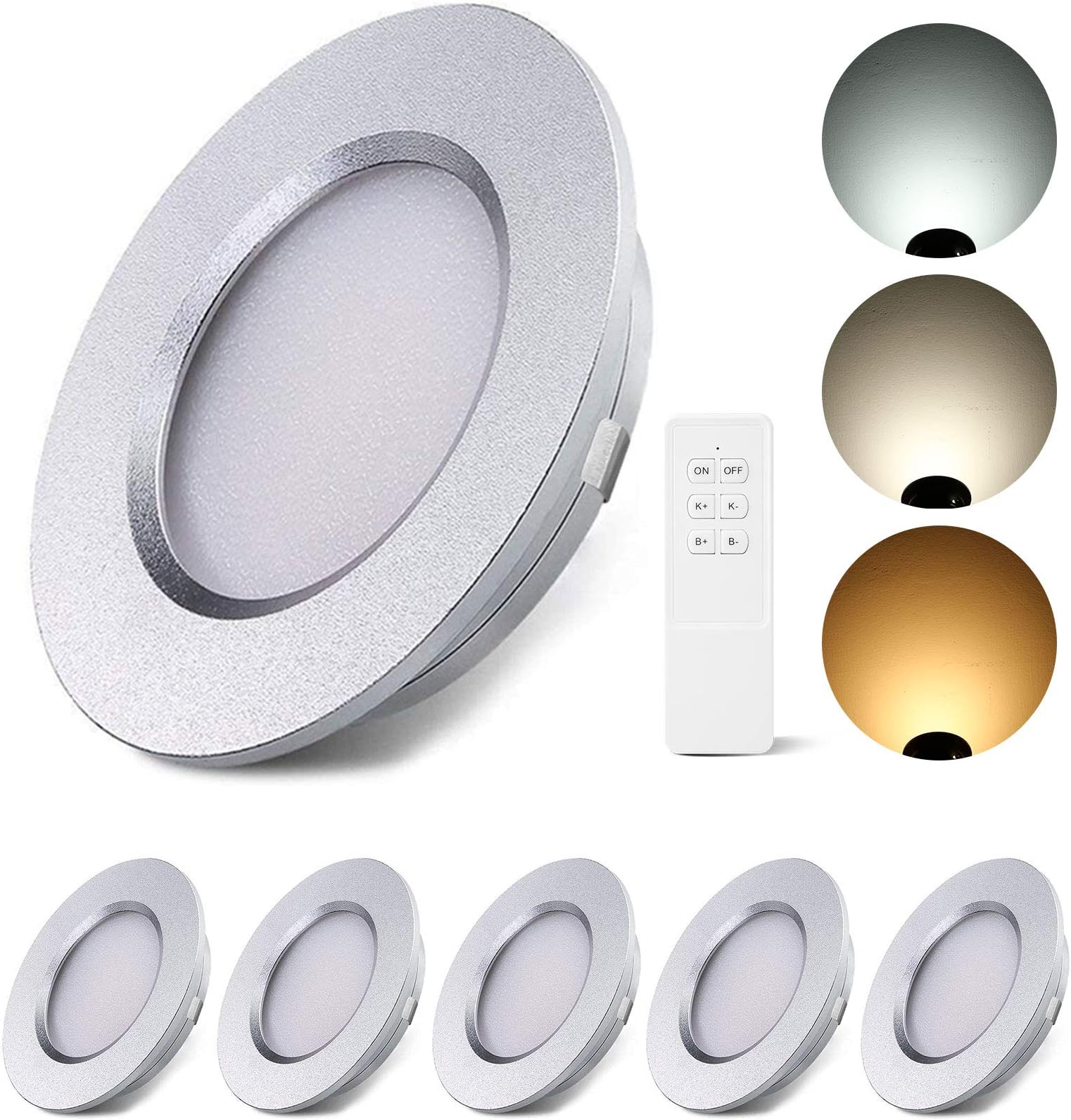 ALOVECO LED RV Ceiling Interior Lights, 12V LED Lights for RV 2700-6000K 12V Recessed Lights Remote Control Dimmable Waterproof Camper Interior Lighting for Boat Motorhome Yacht 6 Packs