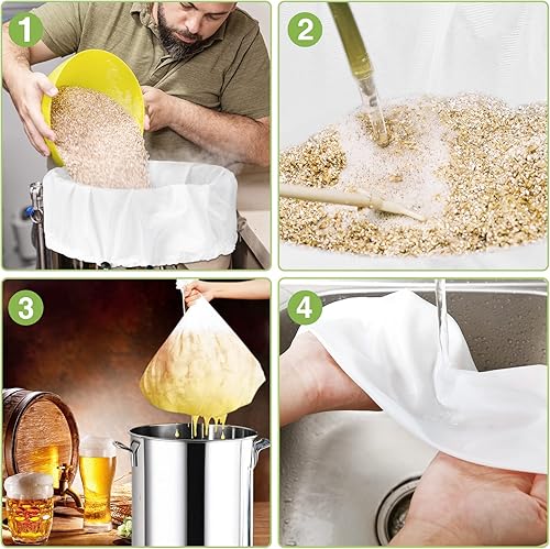 Miniatura 6 de Chumia Paquete de 10 bolsas reutilizables extra grandes de 26 x 22 pulgadas, filtro de malla fina, filtros de preparación en frío, con cordón