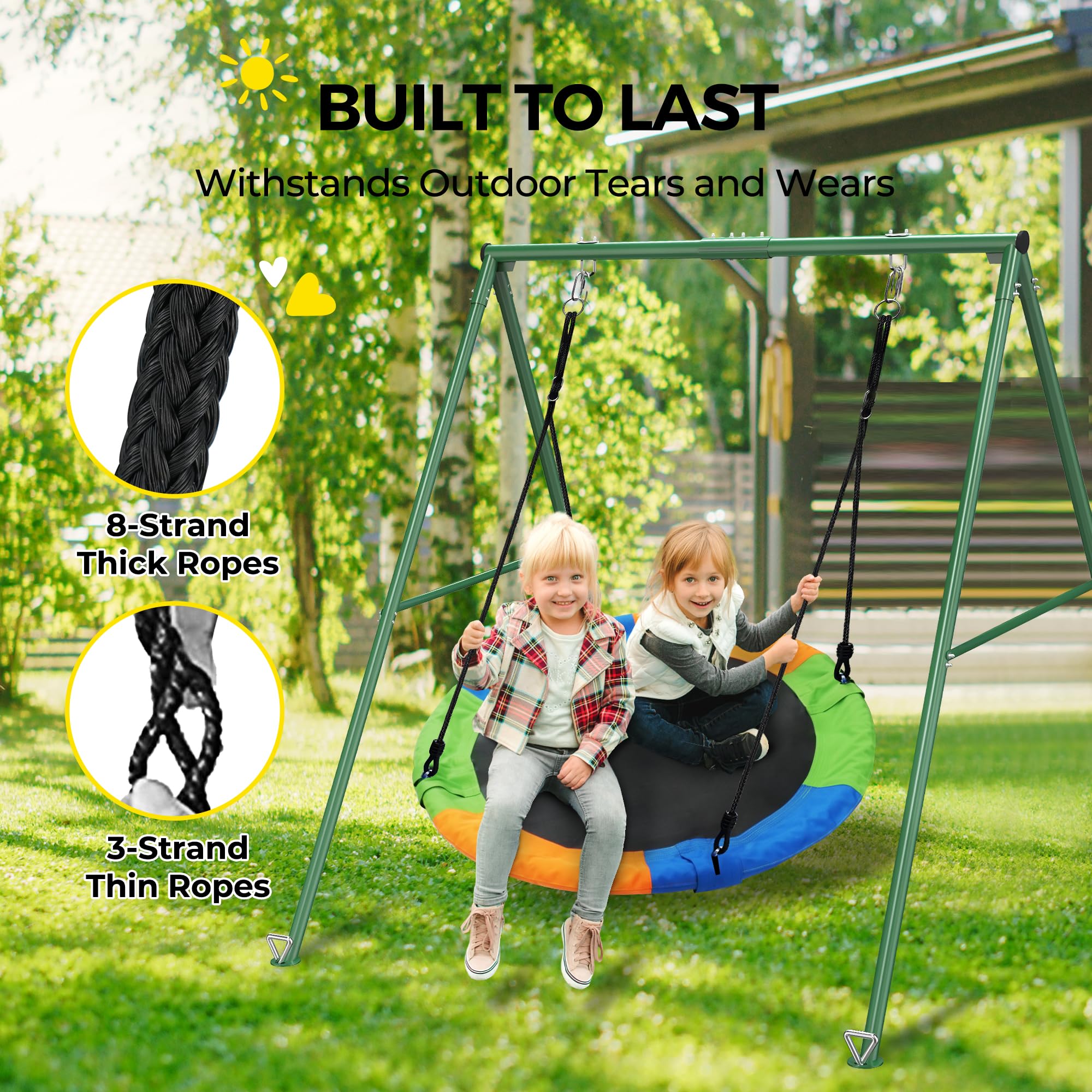 Snapklik.com : PACEARTH 440lbs Capacity Flying Saucer Swing Set
