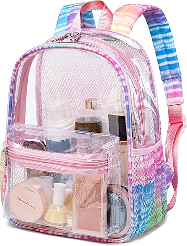 BTOOP Mini mochila transparente para eventos de estadio de 12 x 12 x 6 pulgadas, pequeñas mochilas transparentes de plástico transparente para