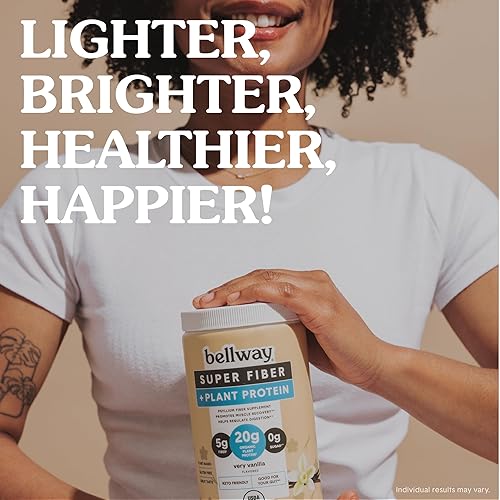 Miniatura 6 de Bellway Super Fiber + Protein Powder (paquete de 2), suplemento de fibra de psyllium orgánico sin azúcar con 0.71 onzas de proteína vegetal por