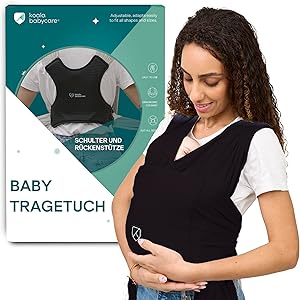 Koala Babycare Tragetuch Baby Neugeborene - Einfach Anzuziehen für Mütter und Väter - Babytrage Multi-Use Bis 9kg - Babytragetuch Schwarz
