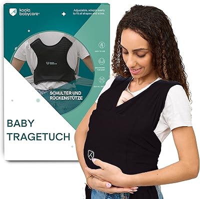 Koala Babycare Tragetuch Baby Neugeborene - Einfach Anzuziehen für Mütter und Väter - Babytrage Multi-Use Bis 9kg - Babytragetuch Schwarz