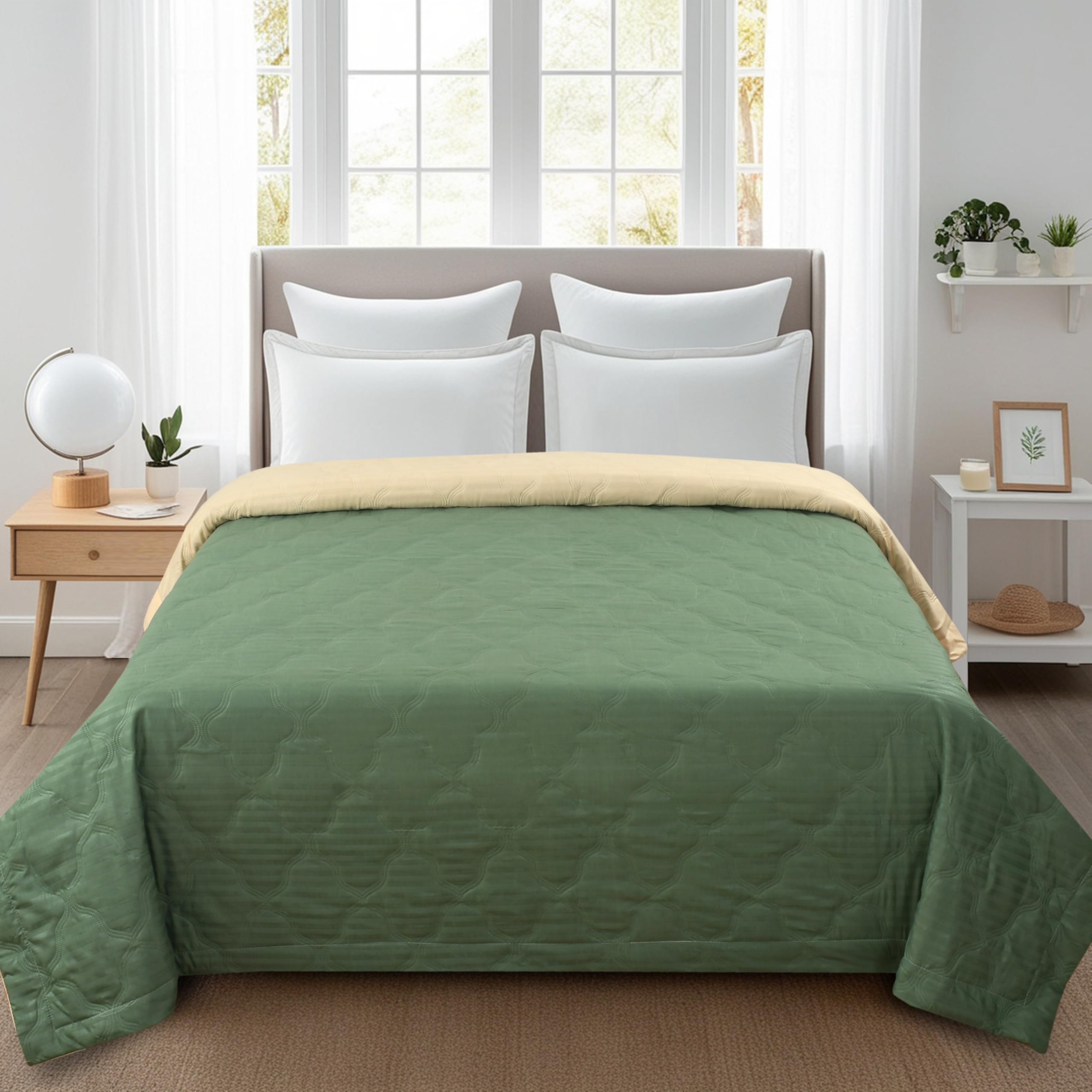 Satin Striped Comforter Double Bed | 220 GSM|Quilt AC Blanket for Double Size Bed All Season|Reversible Super Soft Microfiber Blanket |Lightweight, Soft & Cozy,90x90 Inches-image-23
