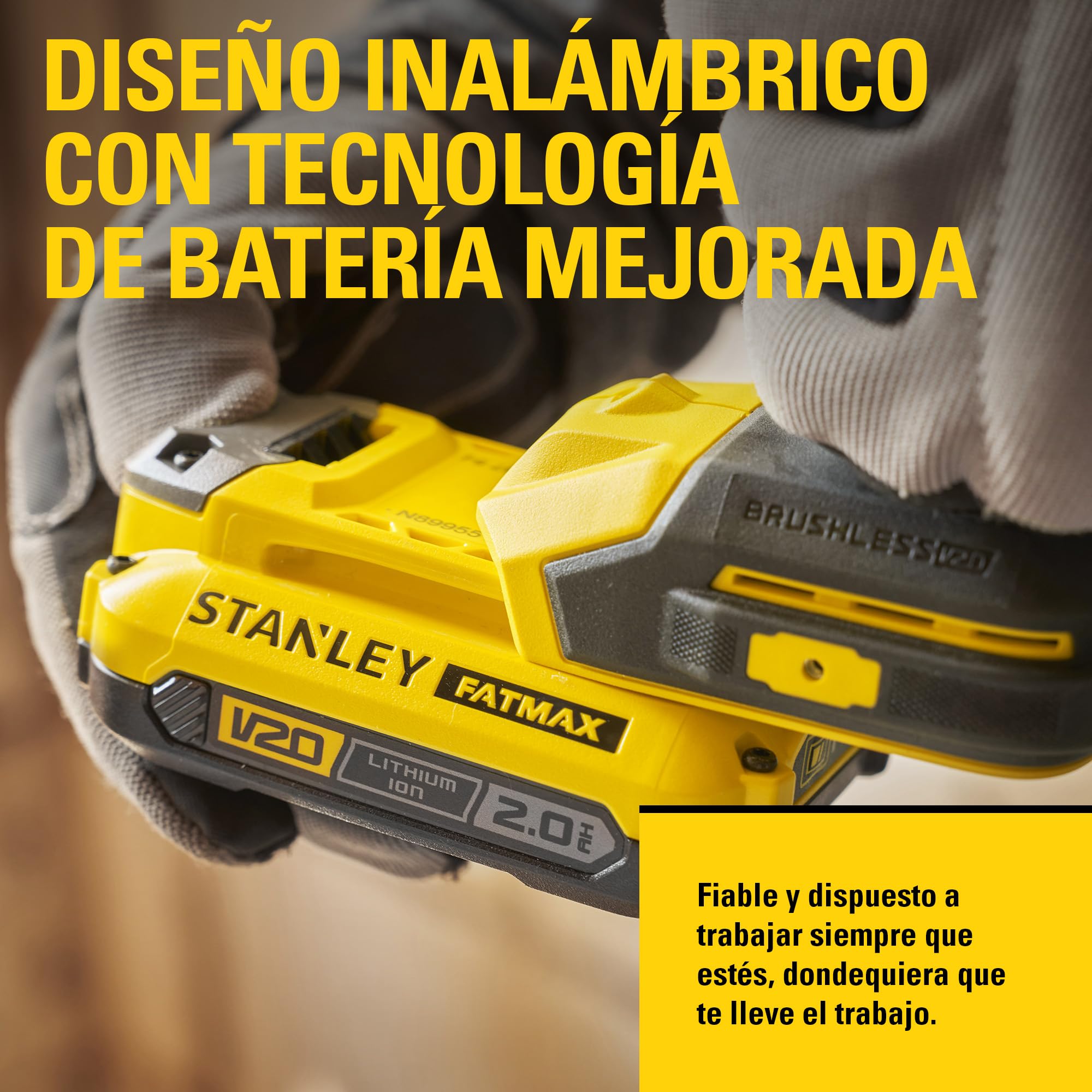STANLEY V20 Taladro percutor sin escobillas de 2 velocidades, incluye batería de iones de litio de 2,0 Ah, cargador de 1,25 A y 100 accesorios con maletín ProStack, 18 V, SFMCD716D2A-QW