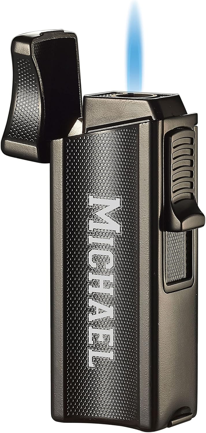 Personalized Visol Ridge Single Flame Cigar Lighter w/Cigar Rest (Shipped Without Butane)