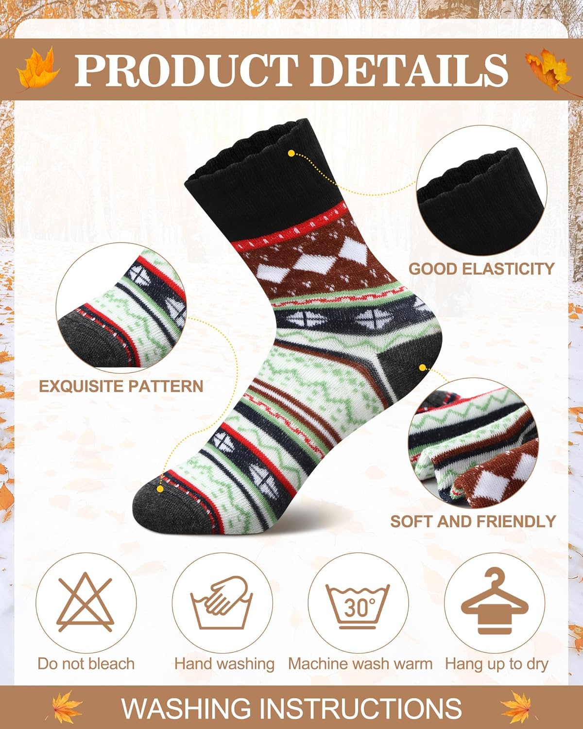 Toulite 48 Pairs Women Winter Socks Bulk Knit Vintage Crew Socks Warm Casual Socks Soft Athletic Socks Christmas Holiday Gift - Image 4