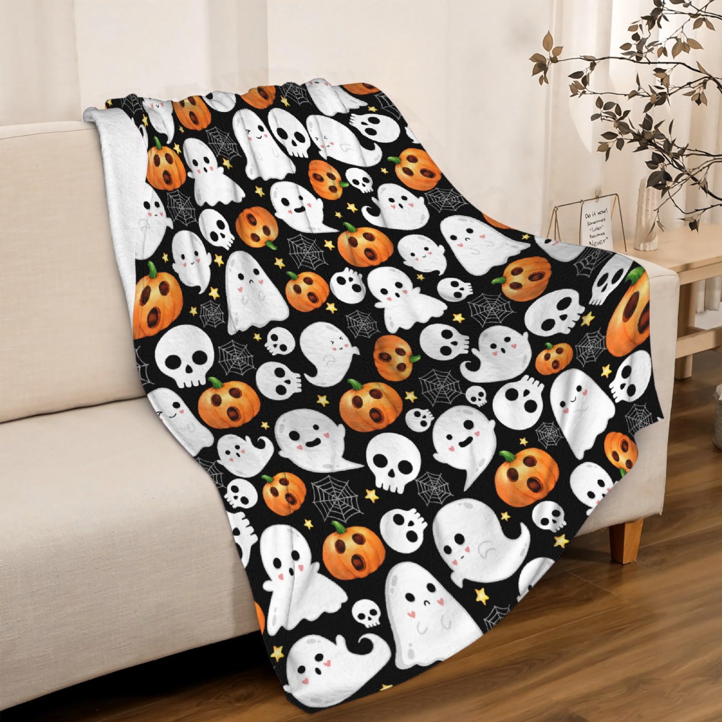 Halloween Ghosts Blanket - Soft Fleece Throw Blanket, Cozy Flannel, Air Conditioning, 80x60 in, Adult