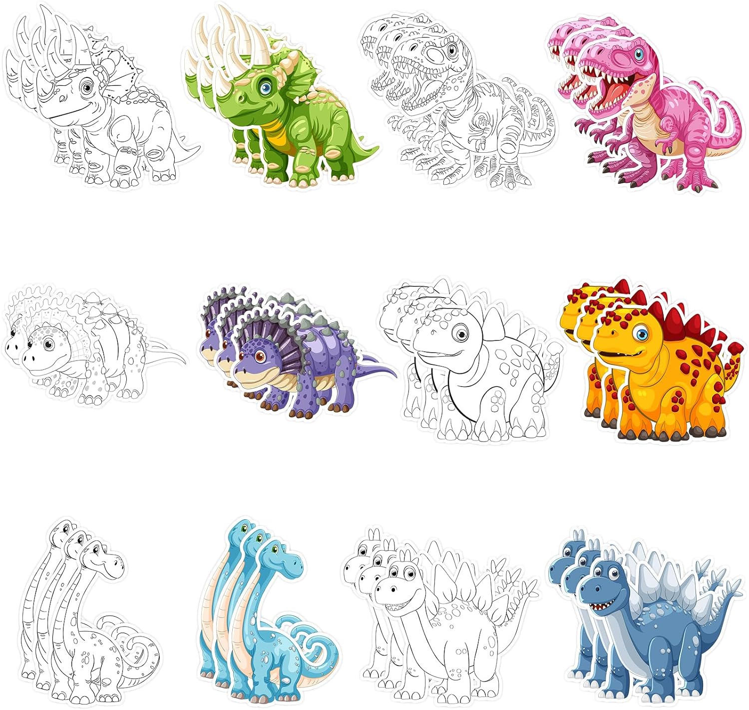 Spriggenix 36 Pcs Dinosaur Painting Crafts for All Ages, Color Your Own Dino Cards with DIY Banner Rope, Dinosaur Party Supplies for Birthday Goodie Bag Fillers Classroom Art Decor Activity