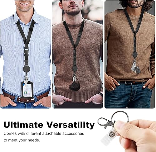 Vista 19 de DELSWIN Cordón retráctil resistente – Cordones separables para tarjetas de identificación y llaves, llavero retráctil con mosquetón mejorado