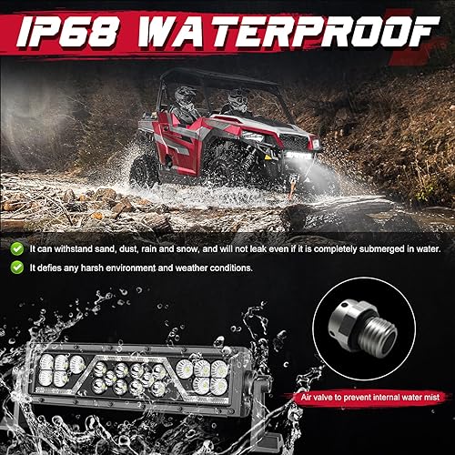 Miniatura 5 de OFFROADTOWN Barra de luz LED de 12 pulgadas con DRL ámbar para todo terreno, luz de parachoques, 3 modos de 120 W, luces de conducción antiniebla,