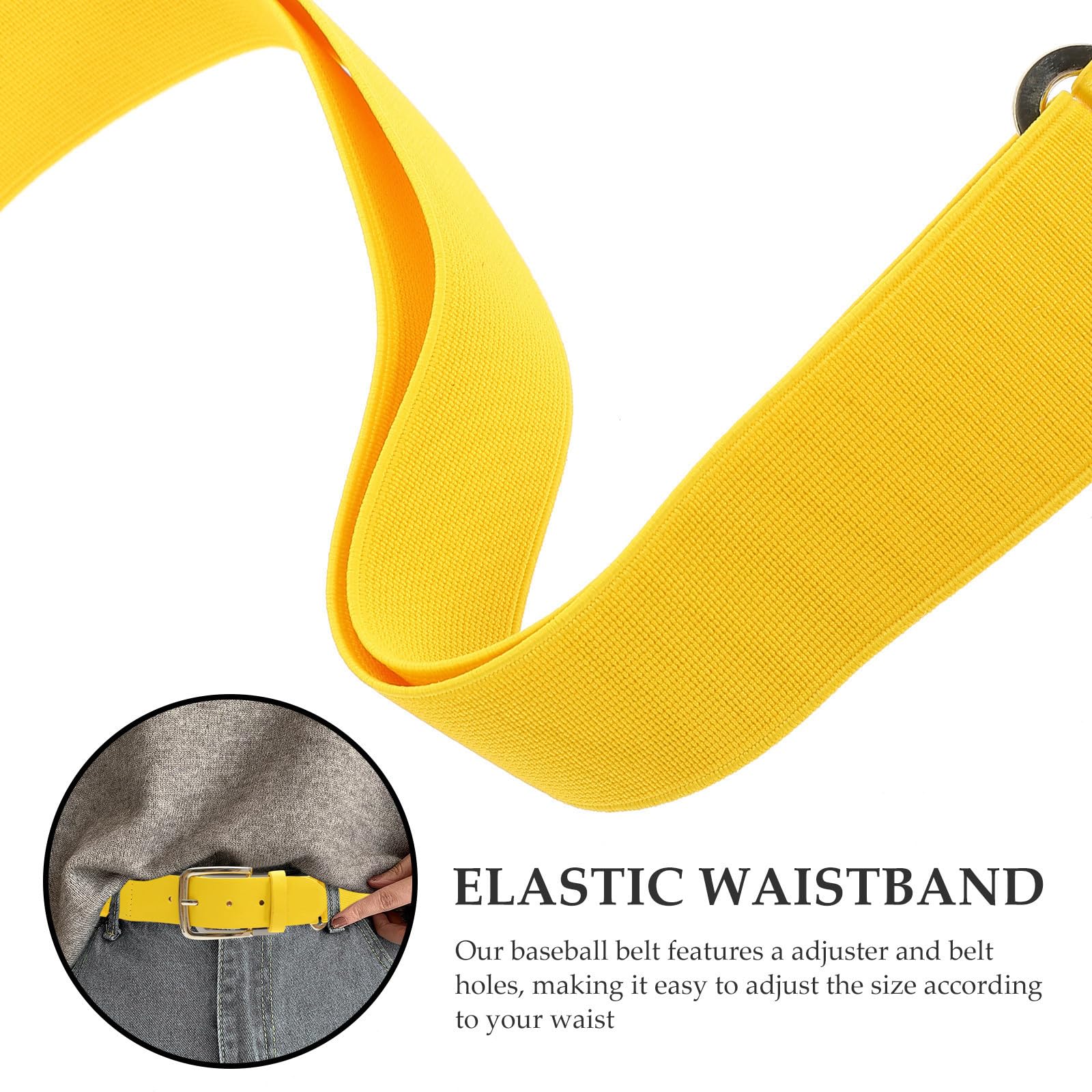 Kichvoe Verstellbarer Baseballgürtel Robuster und Elastischer Sportgürtel aus Gelbem Kunstleder mit Stahl Schnalle Zufällige Farbe für Baseball und Outdoor Aktivitäten