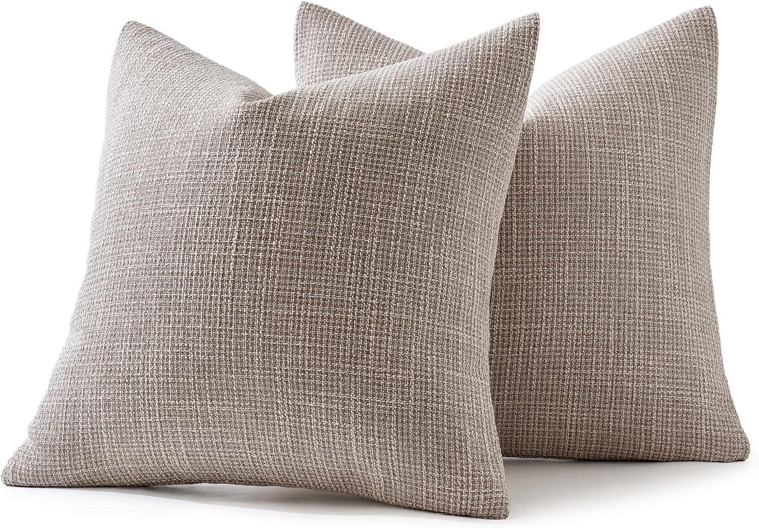 MIULEE Burlap Linen Throw Pillow Covers 18x18 Inch Set of 2 Khaki Decorative Pillows Modern Farmhouse Pillowcases Soft Accent Cushion Covers for Outdoor Couch Sofa Bedroom Livingroom Home Decor