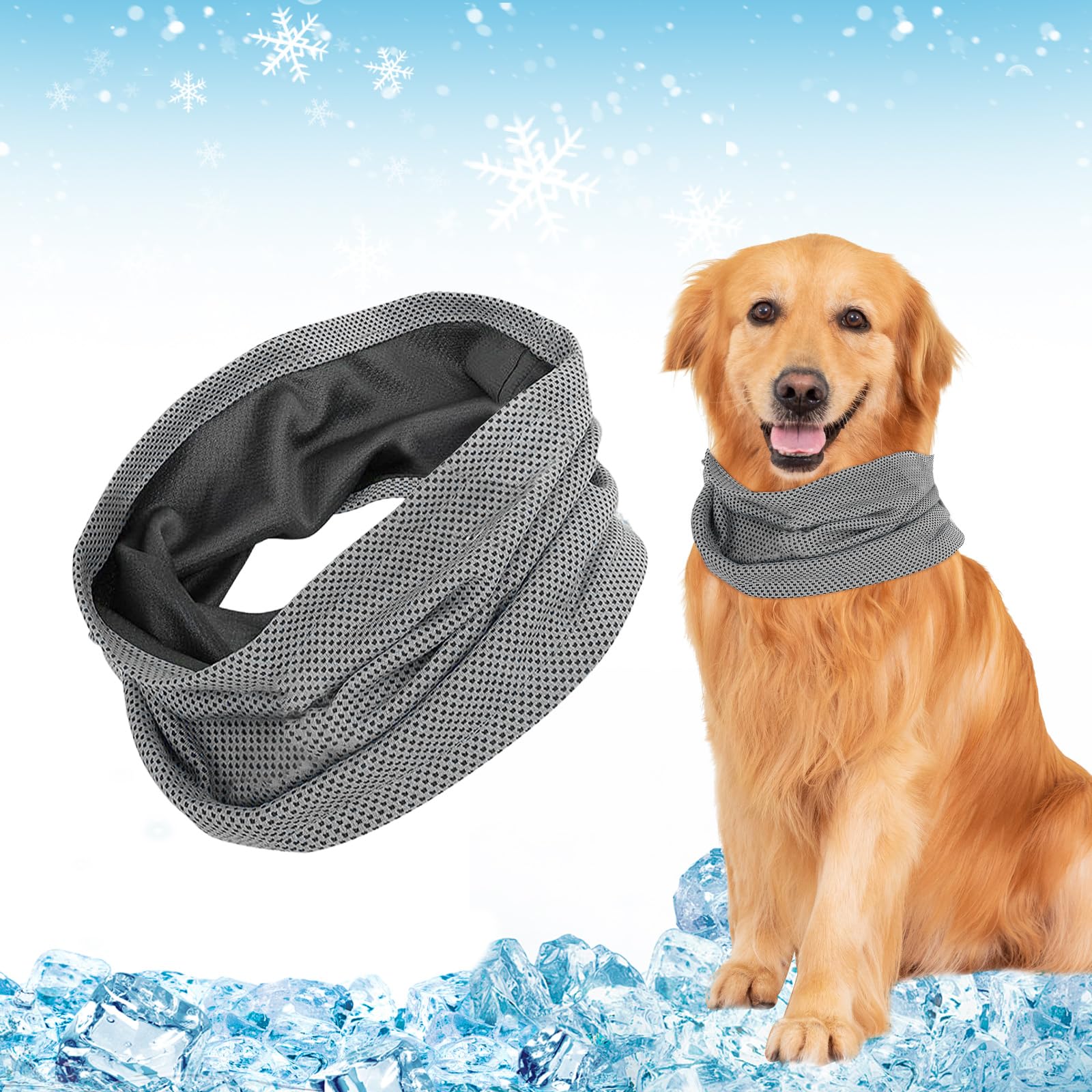 Pañuelo Perros Refrescante,Collar Refrigerante Perro, Bandana para Perros Refrigerante Transpirable,Collar de Enfriamiento para Perro, Accesorios para Refrescar al Mascotas Perros en Verano (Grigio/M)