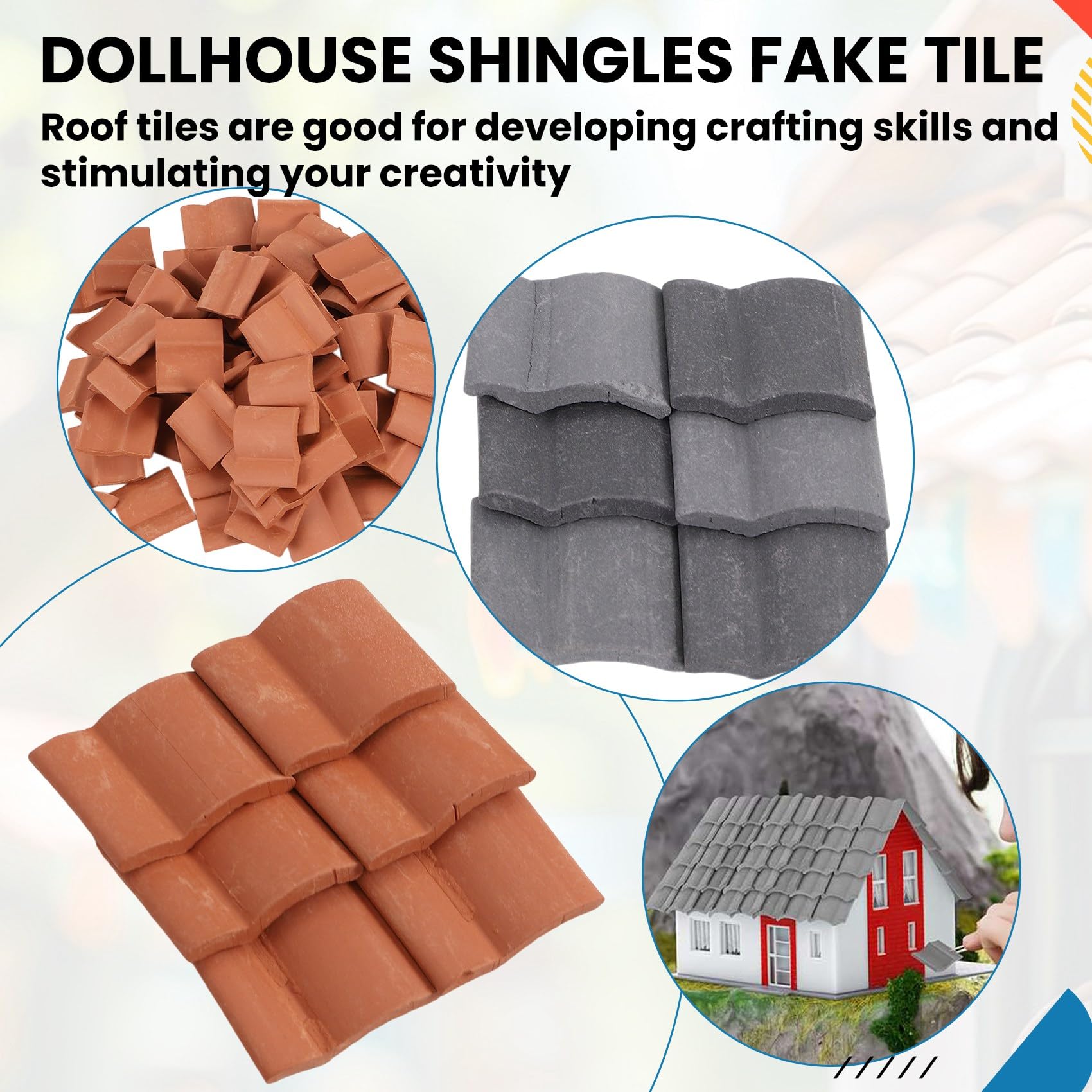 SUPERFINDINGS 200 Pièces Mini Tuiles De Toit Bardeaux De Maison De Poupée Brun Rougeâtre Tuiles Miniatures En Argile Polymère Fourniture De Construction Pour Maison De Poupée Pour Projet Artisanal DIY