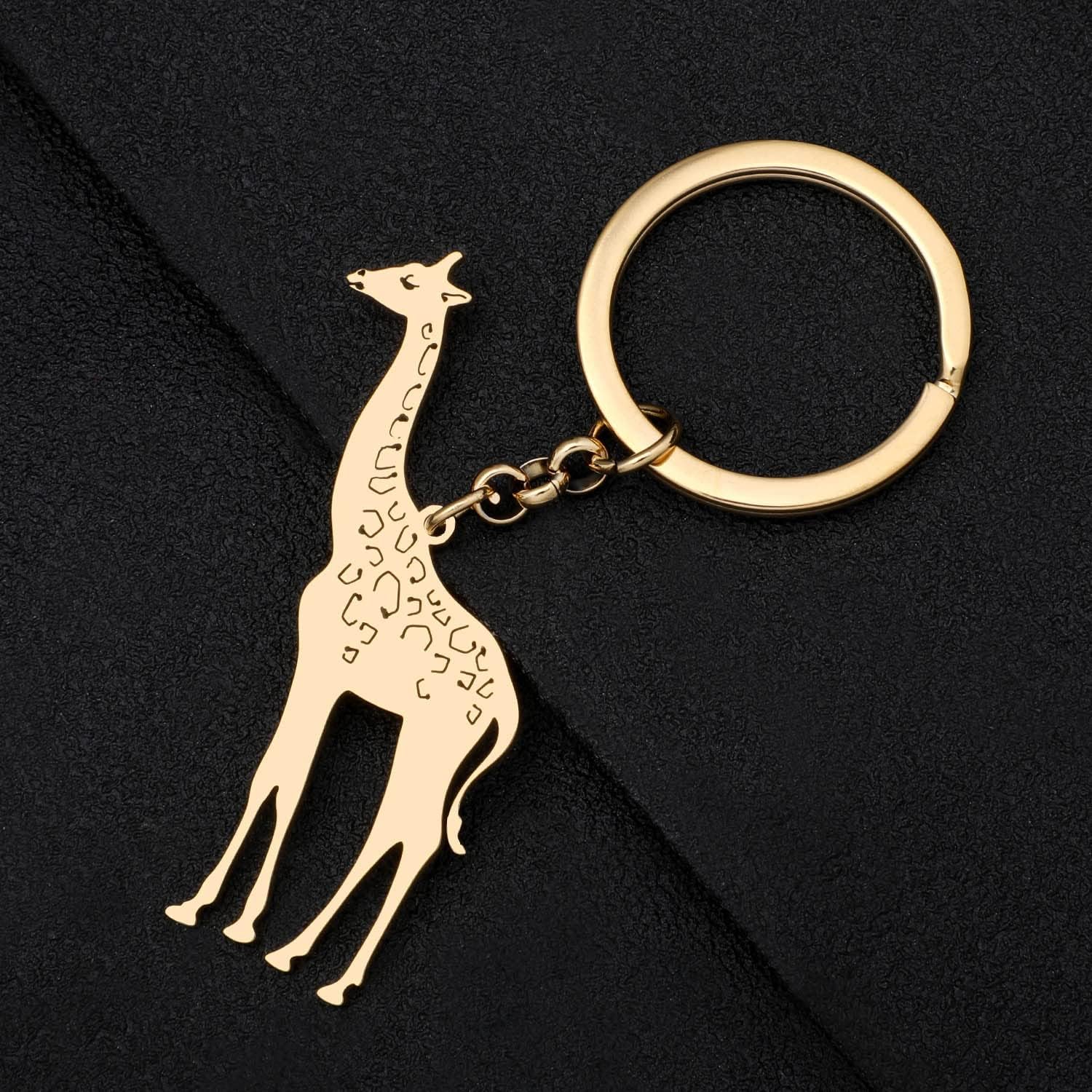 Stainless Steel Keyring Giraffe Keychain Accessories for Women Girls Boys Backpacks Car Keys Wallet Charms image 3