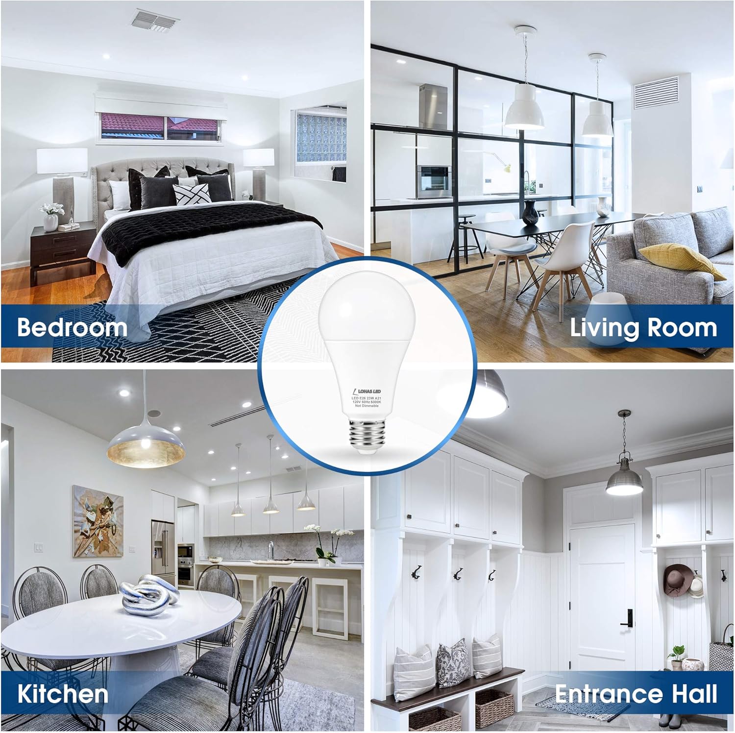 🔥 Flash Sale LOHAS A21 LED Light Bulb, 150W-200W Incandescent Bulb Equivalent, 23W LED Bulb, 2500 Lumens, Daylight White 5000K, E26 Medium Screw Base, LED Lamp, Home Decor Lights, Non-Dimmable, 4 Pack Best Seller LOHAS A21 LED Light Bulb, 150W-200W Incandescent Bulb Equivalent, 23W LED Bulb, 2500 Lumens, Daylight White 5000K, E26 Medium Screw Base, LED Lamp, Home Decor Lights, Non-Dimmable, 4 Pack