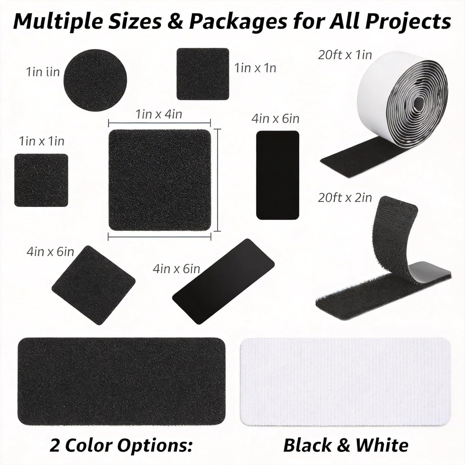 16 Sets Hook and Loop Tape, 1x4 Inch Sticky Back Double Sided Adhesive Strips, Heavy Duty for Home Office Organization and Wall Decor