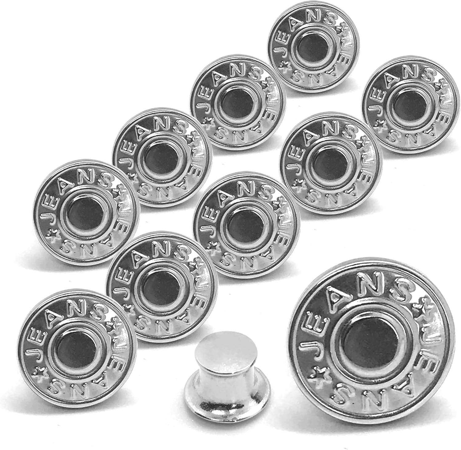 Bottoni Jeans Rimovibili 17mm - Set 10 Bottoni In Metallo Vintage Per Pantaloni Senza Cucire - Foto 5