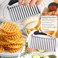 Vista 5 de JAYVAR Large Crinkle Cutter French Fry Cutter, Large Crinkle Potato Slicer Wavy Chopper, Stainless Steel Wavy Slicer Crinkle Cutting Chopping Tools