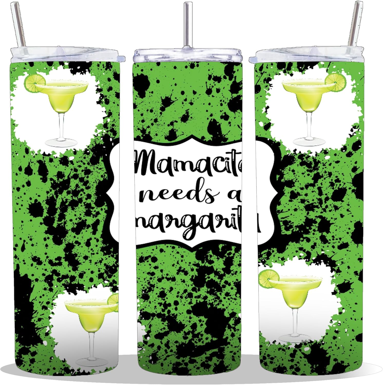 20 oz Insulated Double Wall Stainless Steel Tumbler with Spill Proof Lid and Reusable Straw, Water Bottle Coffee, Mexican Drink Tequila Mamacita Needs A Margarita Cup Mug Tumbler (Mamacita01)