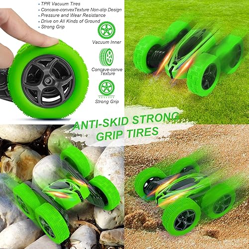 Miniatura 4 de Paquete de 2 relojes de acrobacias RC con sensor de gestos, auto 4WD de doble cara, rotación de 360 grados, recargable, de alta velocidad, 2.4 GHZ,