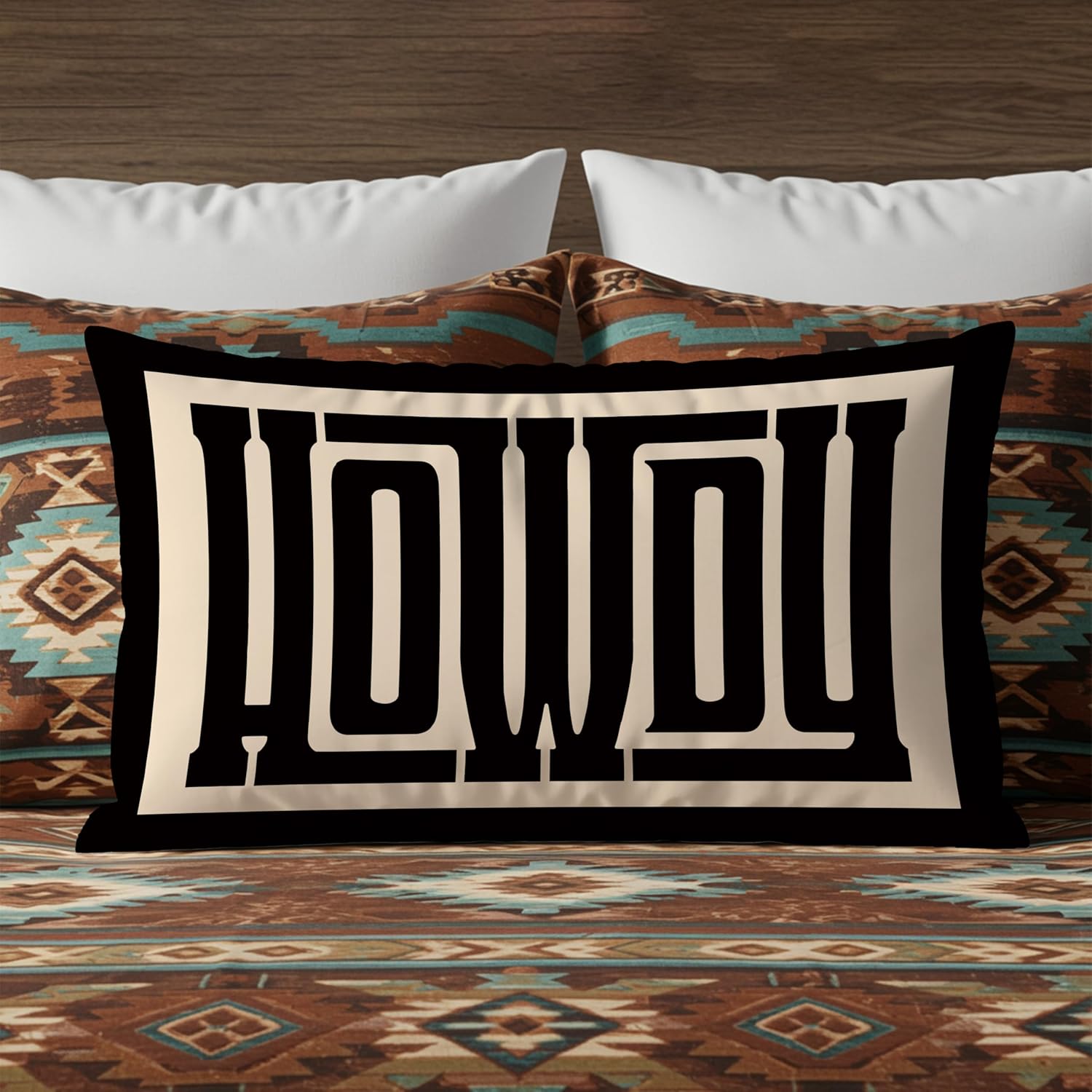 Boho Black Bold Howdy Western Pillow Covers 12x20, Western Gifts for Women, Vintage Art Deco Southwestern Decorative Lumbar Pillow Covers for Bedroom Living Room Home Office - Image 3
