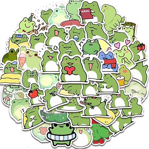 Miniatura 2 de 50 calcomanías de rana impermeables de vinilo de dibujos animados para laptop, guitarra, motocicleta, bicicleta, monopatín, equipaje, teléfono,