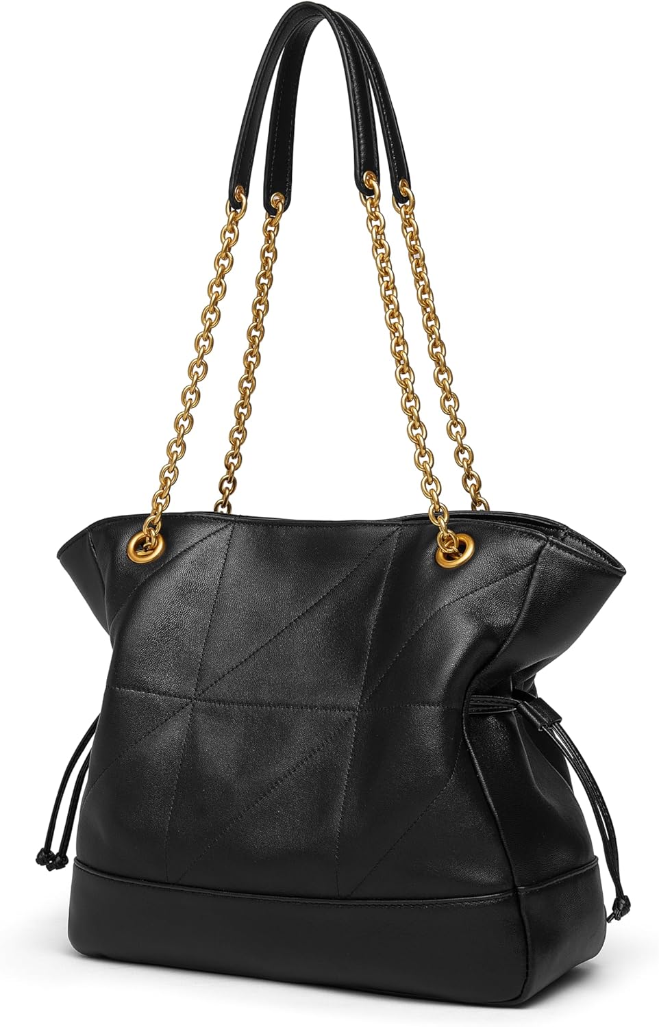 DORIS&JACKY Leather Quilted Tote Bag for Women Soft Designer Lambskin Shoulder Chain Purse With 1 Small Clutch Pouch - Image 7