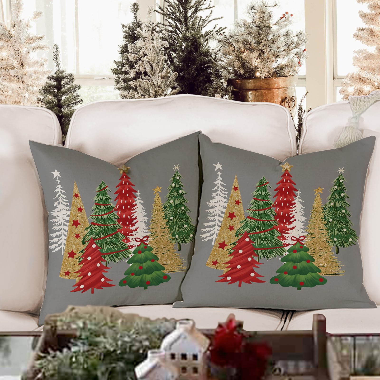 ZWJD Christmas Decor Christmas Cushion Covers 40x40 cm - Image 2