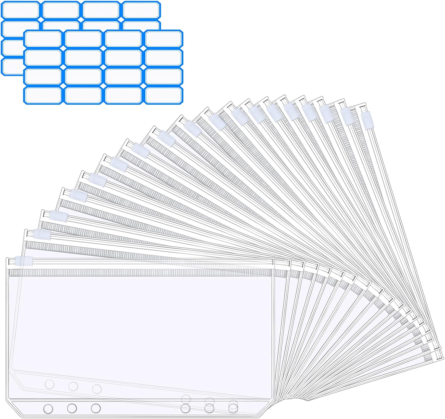 Vicloon A6 Zipper Binder Pockets, 18Pcs Plastic Binder Zipper Folders