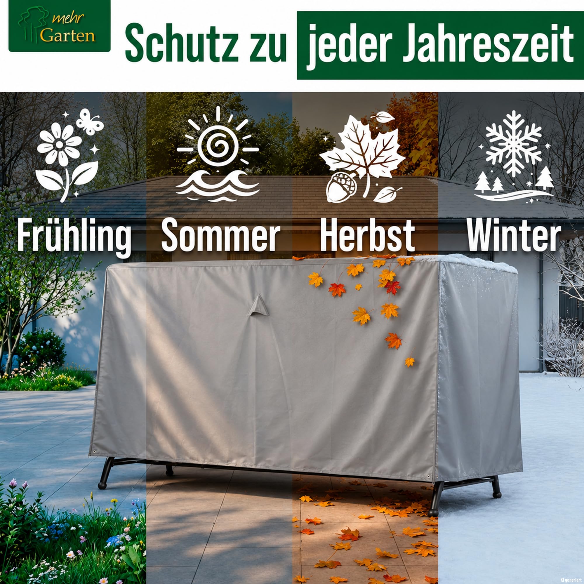 Hollywoodschaukel 3 Sitzer Abdeckung, 220x150x160 cm, grau, Oxford 600D Gewebe, Schutzhülle Hollywoodschaukel, wasserdicht, UV-beständig und wetterfest