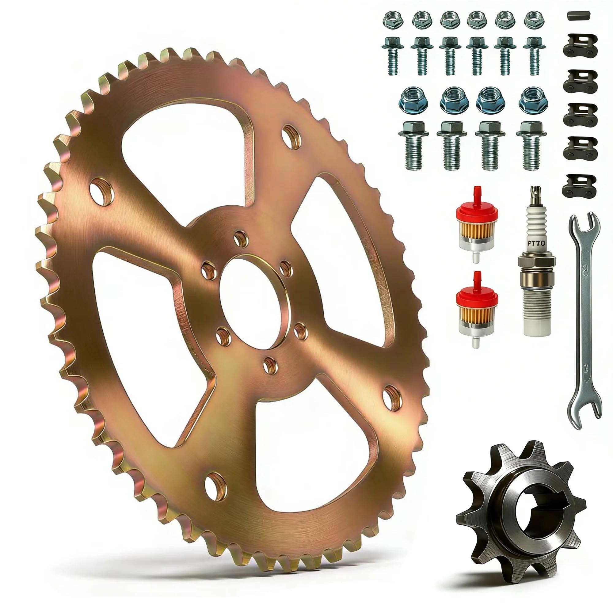 EJUOYO Chain Sprocket Fit For CT100U 110cc 125cc 140cc Dirt Pit Bike 420 Chains 40T/50T/60T Teeth Motorcycle Chain Sprockets(50TWith accessories)