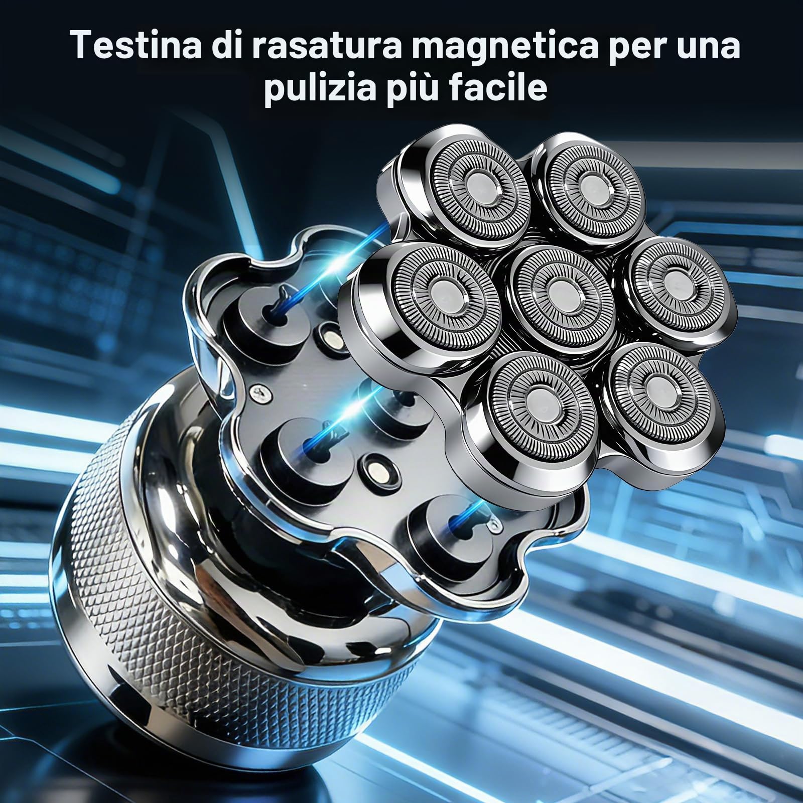 Rasoio per testa 7D per Uomo calvi - Rasoio per testa calva, Elettrico Tagliacapelli uomini con display LED Rasoi elettrico barba rotanti 2 impostazioni di velocità disponibili