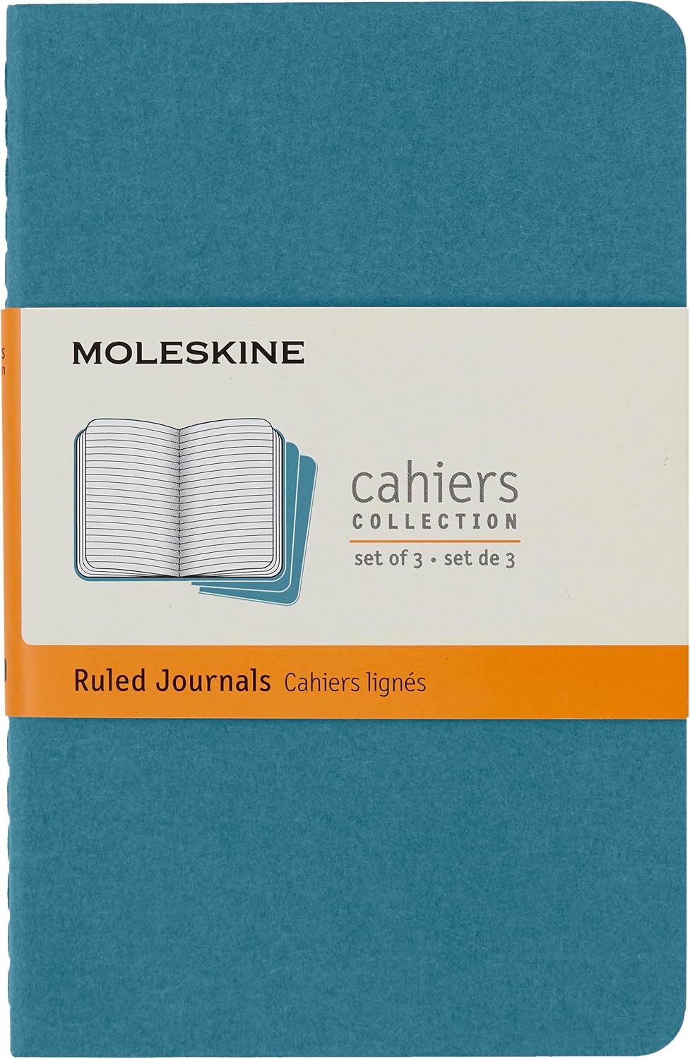 Moleskine Cahier Journal, Soft Cover, Pocket (3.5" x 5.5") Ruled/Lined, Brisk Blue, 64 Pages (Set of 3)