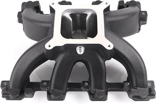 28097 LS1 Carbureted Cathedral Port Aluminum Intake Manifold Single Plane Compatible with Small Block Chevy GM LS1 LS2 4.8L 5.3L 6.0L V8 28097 Black