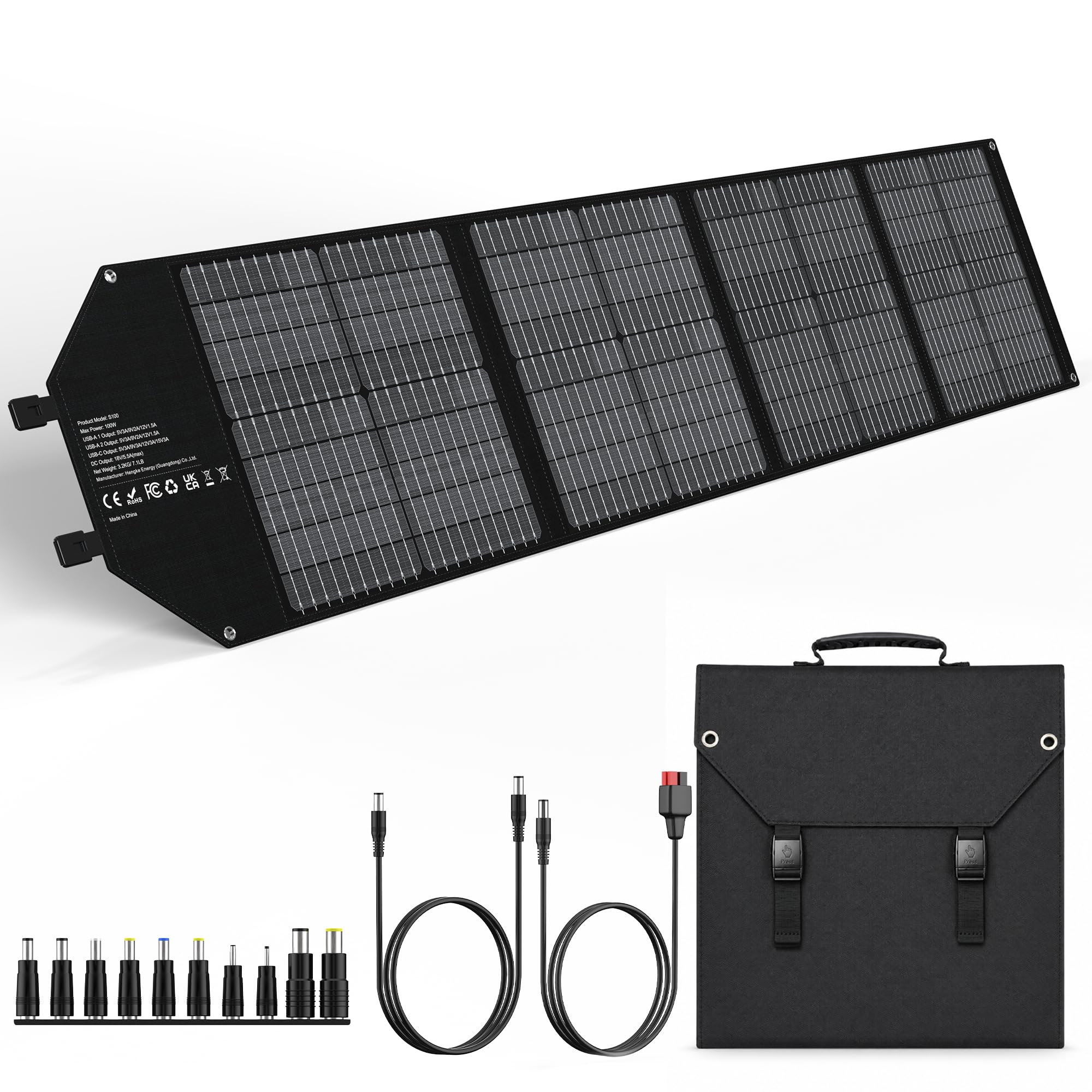 100W Portable Foldable Solar Panel 18V USB Charger for Power Station