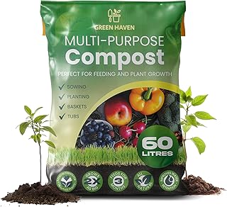 Green Haven 60L Multi-Purpose Compost – Peat-Free Organic Potting Soil...