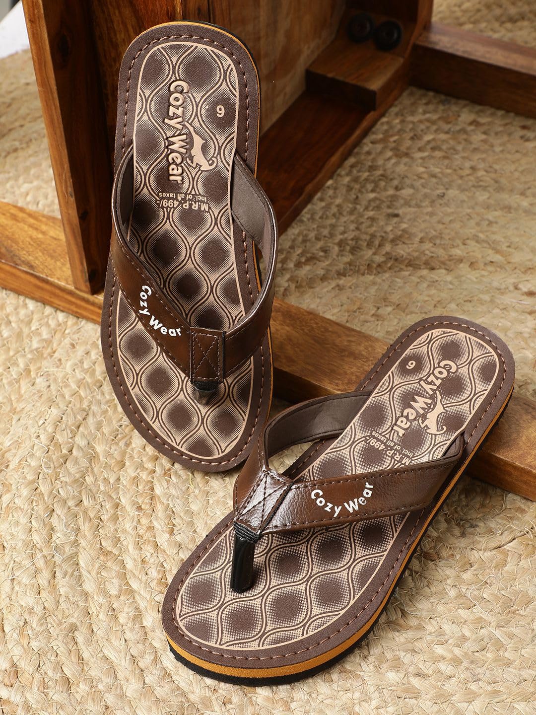 Cozy Wear Men Flip Flops (Brown, 7) | Flip Flops for Men | Rubber-image-14